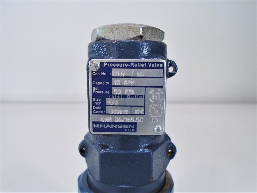 Hansen 1/2" NPT x 3/4" NPT EZLQ Cartridge Liquid Relief Valve, Ductile Iron